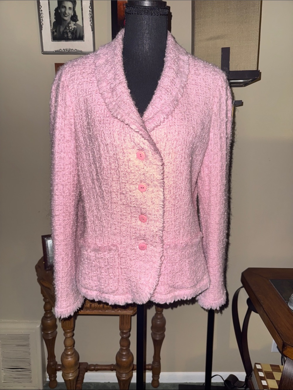 Moschino Pink Tweed Blazer Jacket